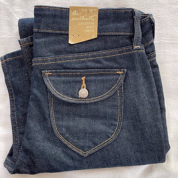 Old Navy NEW Classic Rise Dark Wash Boot Cut Flap Pocket Jeans 6 - Picture 1 of 10